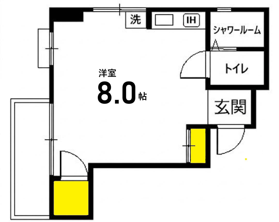 エスポワール(ワンルーム/2階)の間取り写真
