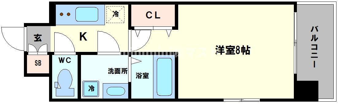 ワールドアイ難波南PORTA(1K/15階)の間取り写真