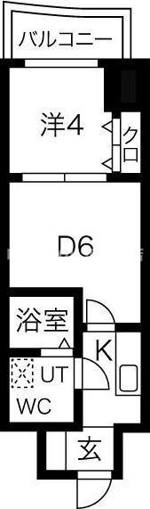 ミュプレ北浜イースト(1DK/9階)の間取り写真