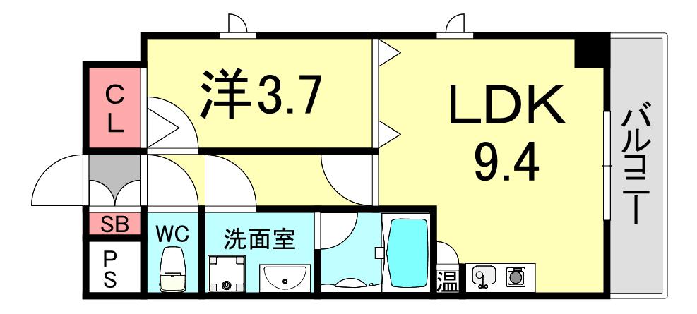 モアライフ魚崎(1LDK/4階)の間取り写真