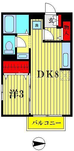 エスポワール茜町(1LDK/2階)の間取り写真