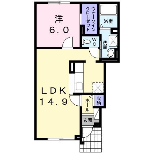 ソレイユ III(1LDK/1階)の間取り写真