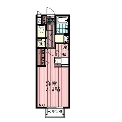 プランドールレーブ(ワンルーム/1階)の間取り写真