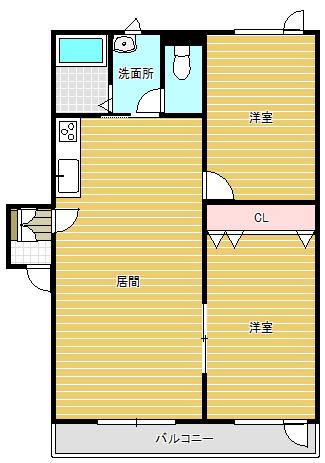 メゾン・セリーヌ(2LDK/2階)の間取り写真