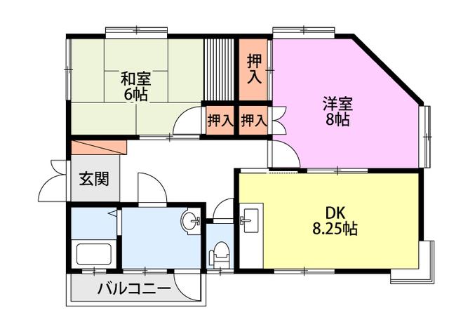 梨本アパート F(2DK/2階)の間取り写真