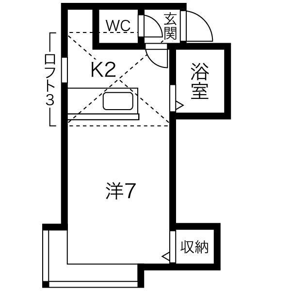 アイビーパレス12(1K/3階)の間取り写真