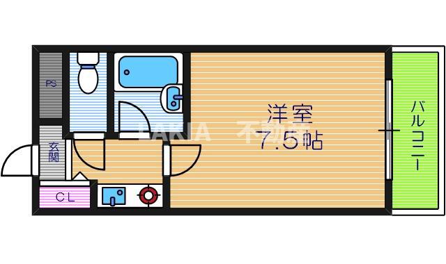ノーブル天王寺(1K/6階)の間取り写真