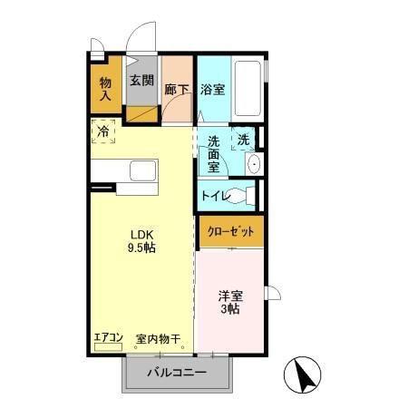プレアデス見川E(1LDK/2階)の間取り写真