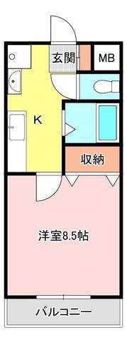 コーンハイツI(1K/2階)の間取り写真
