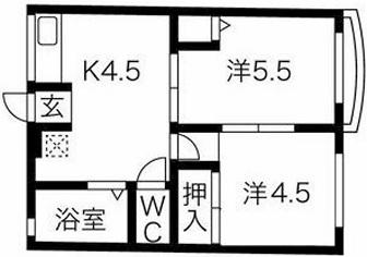 エクセルパートII(2DK/2階)の間取り写真