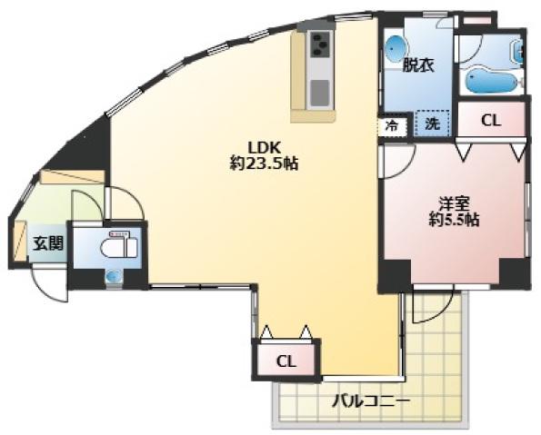 カーサスタチオーネ(1LDK/5階)の間取り写真