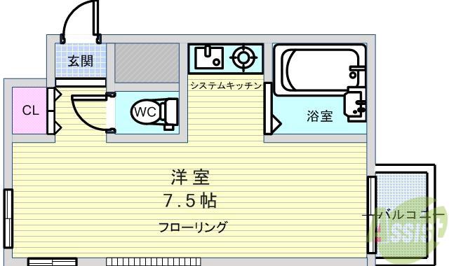 サンライズファースト(ワンルーム/2階)の間取り写真