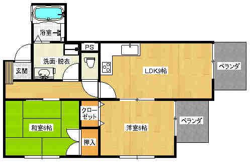 ウェンディコート(2LDK/2階)の間取り写真
