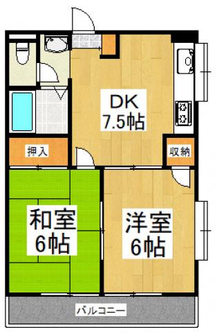 ブラウンハイツ(2DK/2階)の間取り写真