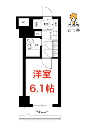 ナイスアーバンスピリッツ横濱吉野町(1K/6階)の間取り写真