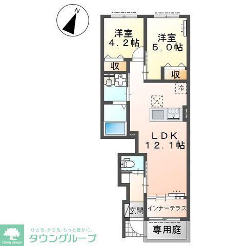 FABRICIUS BELLUS(2LDK/1階)の間取り写真