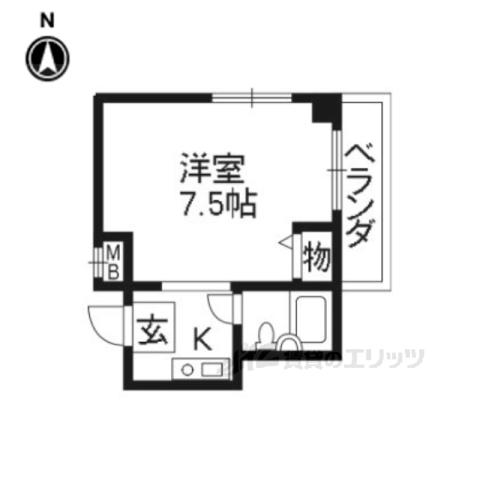 プレジール四条(1K/3階)の間取り写真