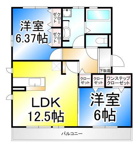 バン・ド・ソレイユ(2LDK/3階)の間取り写真