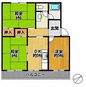 北摂コーポ(3DK/5階)の間取り写真