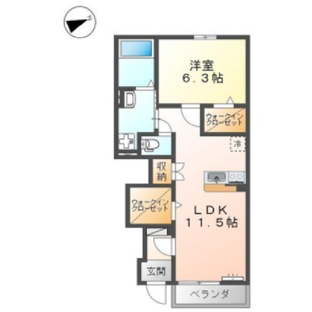 フレアマンションIII(1LDK/1階)の間取り写真