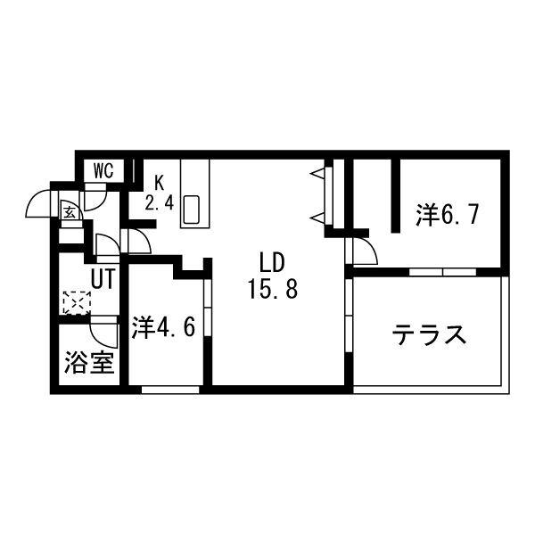 オリヴィオ南15西8(2LDK/1階)の間取り写真