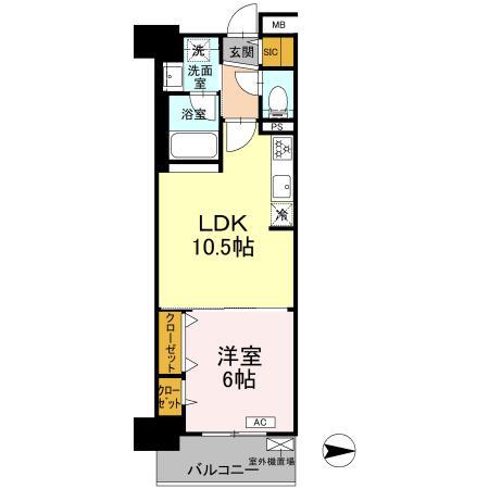 グランセジュール大国町(1LDK/8階)の間取り写真
