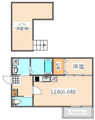 ビータス竹下弐番館(1SDK/1階)の間取り写真