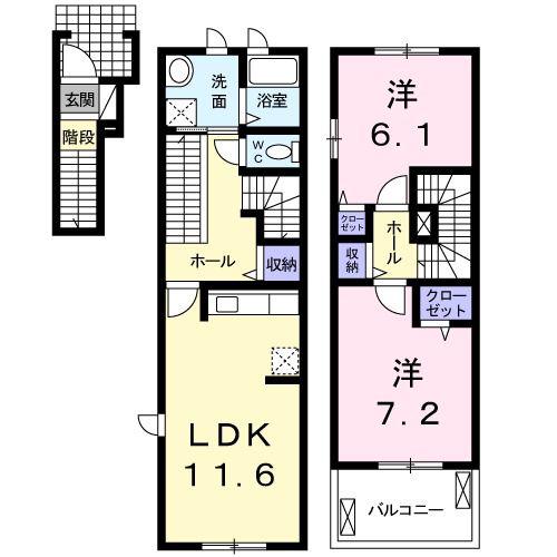 メテオールA(2LDK/2階)の間取り写真