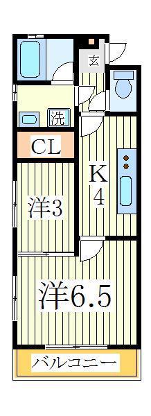 デュオーラ西原(2K/2階)の間取り写真