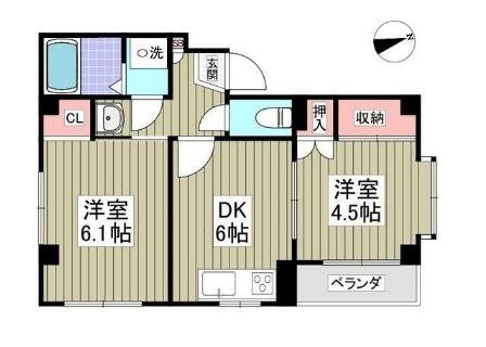 ドエル淵野辺(2DK/2階)の間取り写真