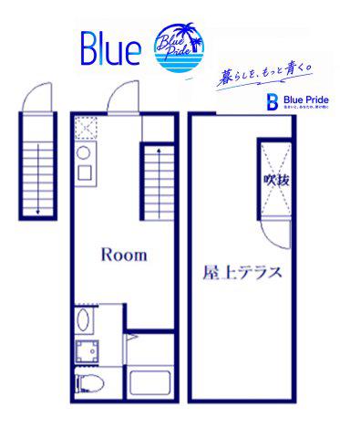 THE TERRACE 鵠沼藤が谷(1K/2階)の間取り写真