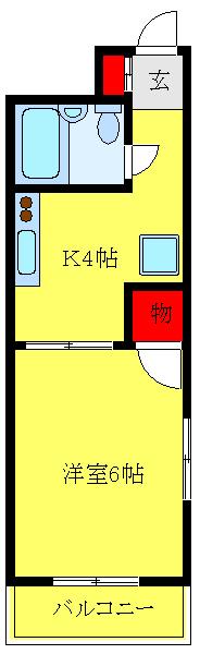 メゾンクレール(1K/6階)の間取り写真