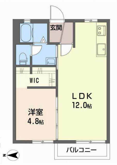 グリーンヒルズ(1LDK/2階)の間取り写真