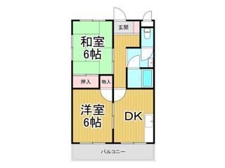 ドミール中山(2DK/1階)の間取り写真