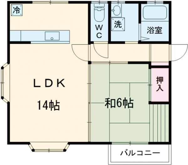セゾンテルヌマ 5(1LDK/1階)の間取り写真