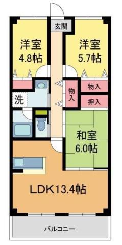 リーヴ香櫨園(3LDK/6階)の間取り写真