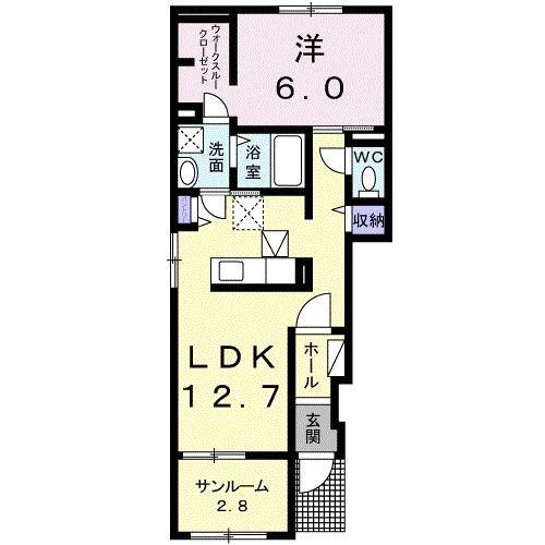 サニーレジデンスC(1LDK/1階)の間取り写真