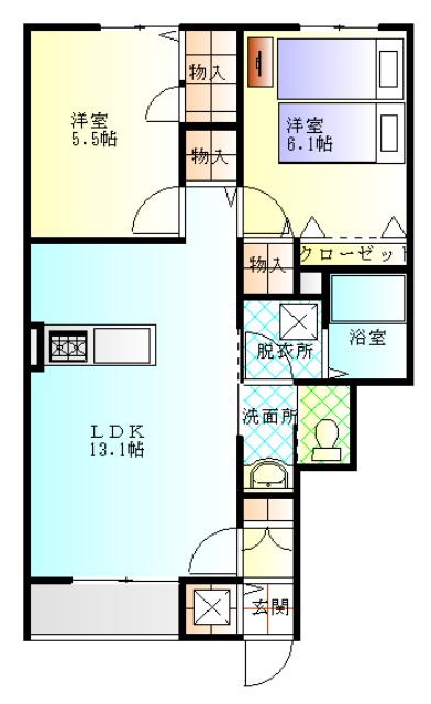 MAISONMAST あら町(2LDK/1階)の間取り写真