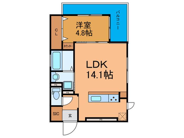プレミールコート新橋町(1LDK/2階)の間取り写真