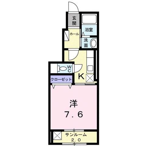 フォークローバー(1K/1階)の間取り写真