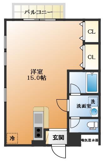 ケヤキの庄B(ワンルーム/2階)の間取り写真