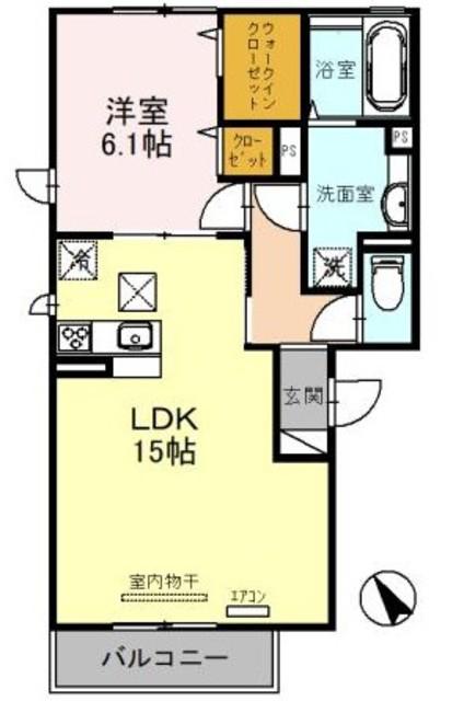 ビュー大久保(1LDK/1階)の間取り写真