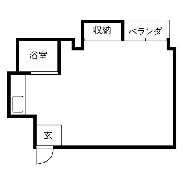 アパートメント摂津(ワンルーム/1階)の間取り写真