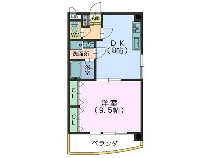 アスティオス(1DK/2階)の間取り写真