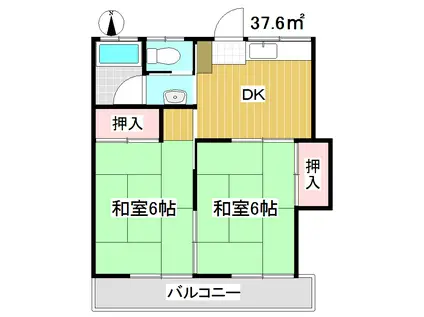 横山ハイツ(2DK/2階)の間取り写真