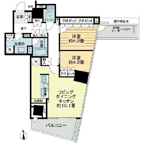 ザ・パークハウス西麻布レジデンス(2LDK/7階)の間取り写真