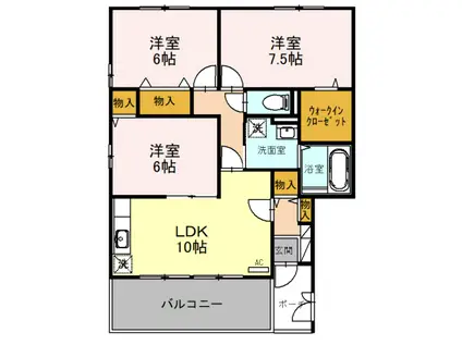 ブランシェハウス(3LDK/2階)の間取り写真