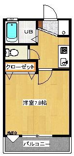 グランドハイツ元原(1K/1階)の間取り写真