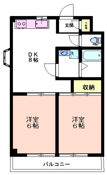 ブラッサム朝霞(2DK/1階)の間取り写真