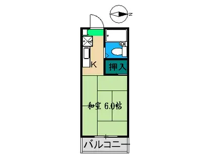有沢マンション(1K/3階)の間取り写真